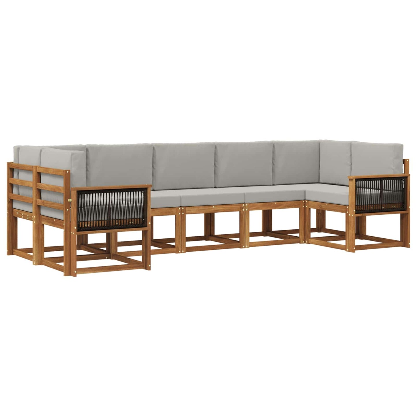 Set di divani da esterno 7 pcs Naturale e Grigio Chiaro