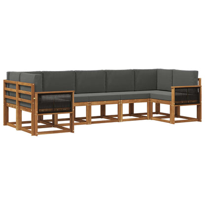 Set di divani da esterno con cuscino 7 pcs Naturale e Antracite