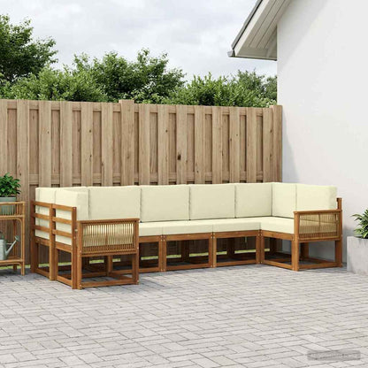 Set di divani da esterno con cuscino 7 pcs Naturale e Crema