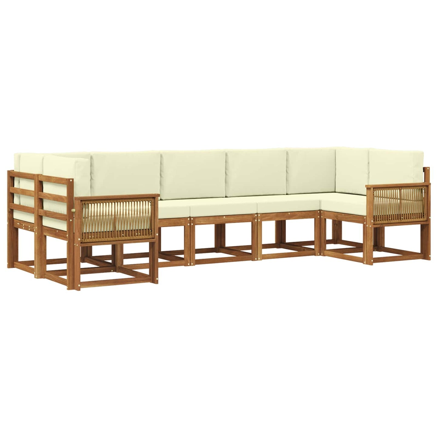 Set di divani da esterno 7 pz Naturale e Crema