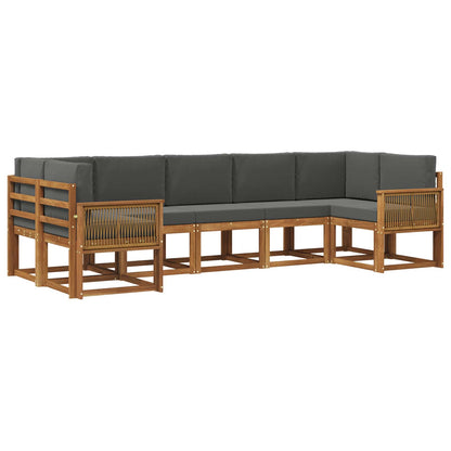 Set di divani da esterno 7 pz Naturale e Antracite