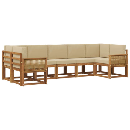 Set di divani da esterno 7 pz Naturale e Beige