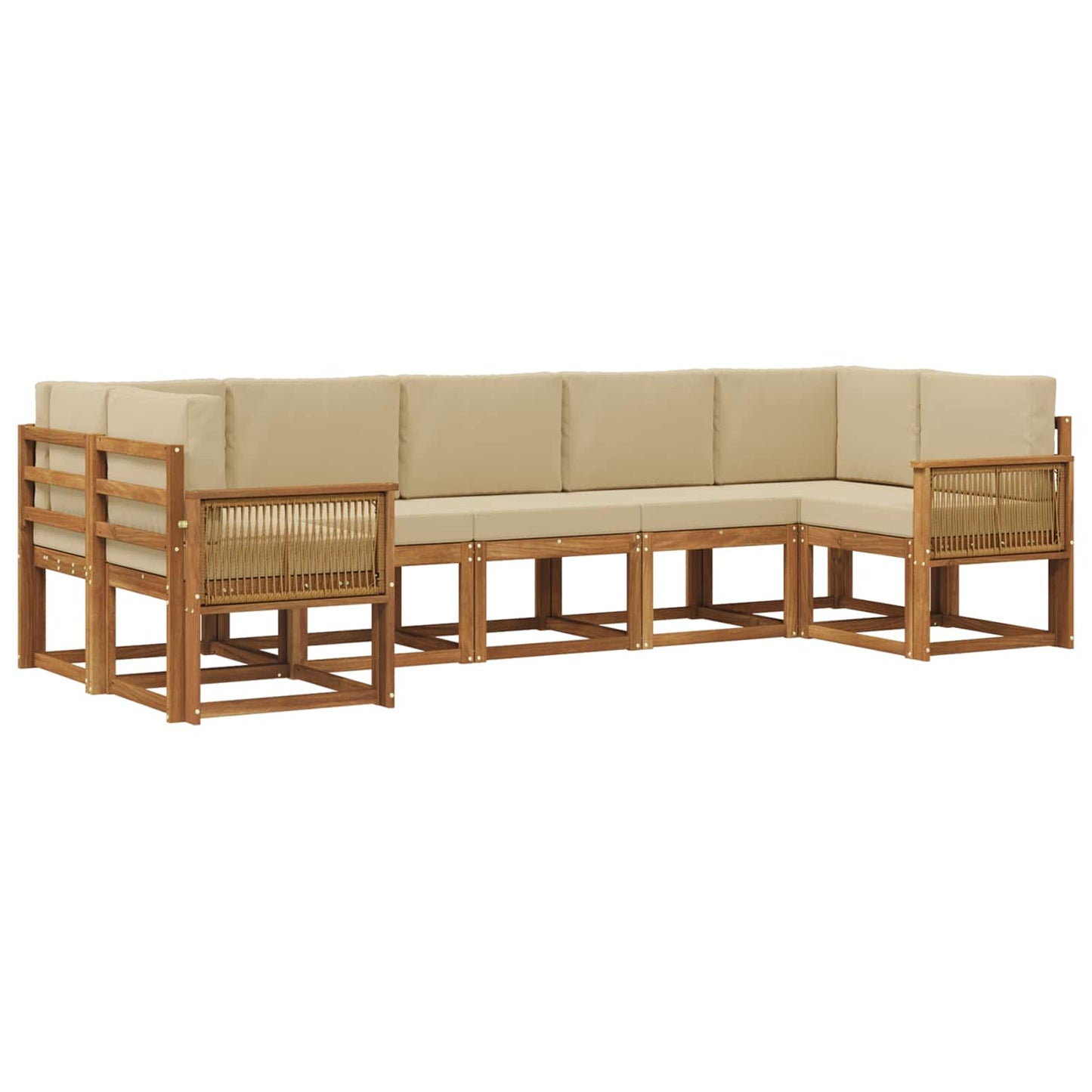 Set di divani da esterno con cuscino 7 pcs Naturale e Beige