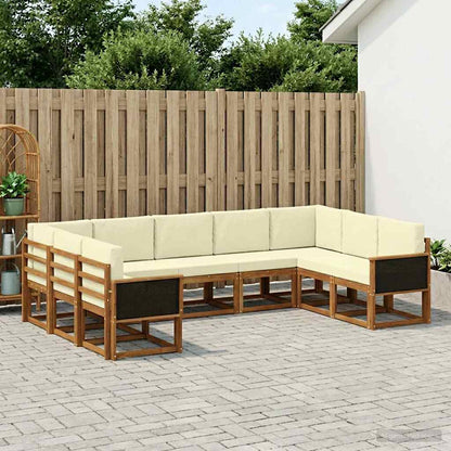 Set di divani da esterno con cuscino 9 pcs Naturale e Crema