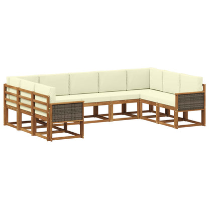 Set di divani da esterno con cuscino 9 pcs Naturale e Crema