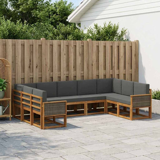 Set di divani da esterno con cuscino 9 pcs Naturale e Antracite