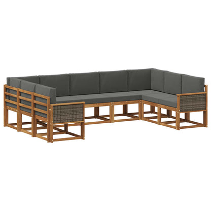 Set di divani da esterno con cuscino 9 pcs Naturale e Antracite