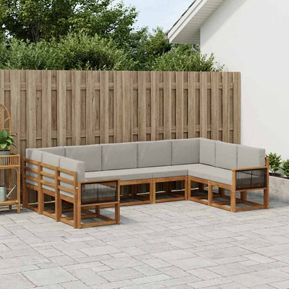 Set di divani da esterno 9 pcs Naturale e Grigio Chiaro