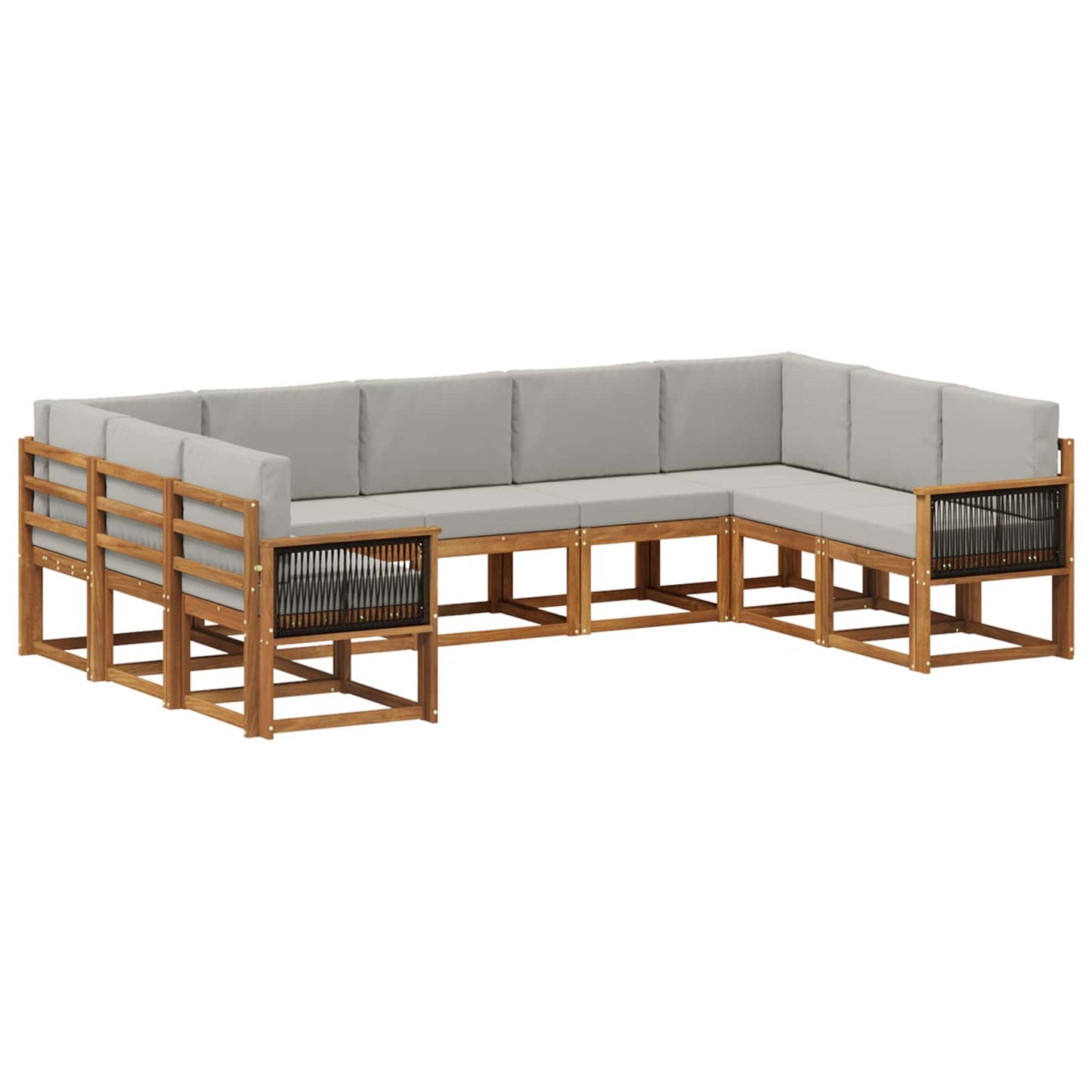 Set di divani da esterno 9 pcs Naturale e Grigio Chiaro