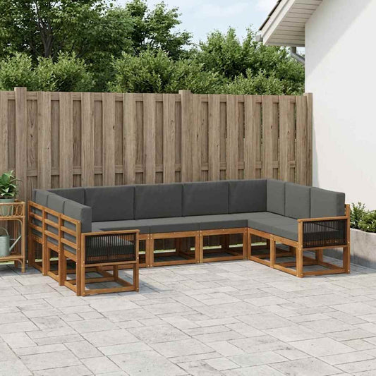 Set di divani da esterno con cuscino 9 pcs Naturale e Antracite