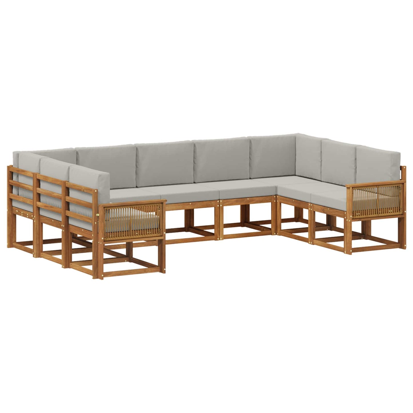 Set di divani da esterno 9 pcs Naturale e Grigio Chiaro