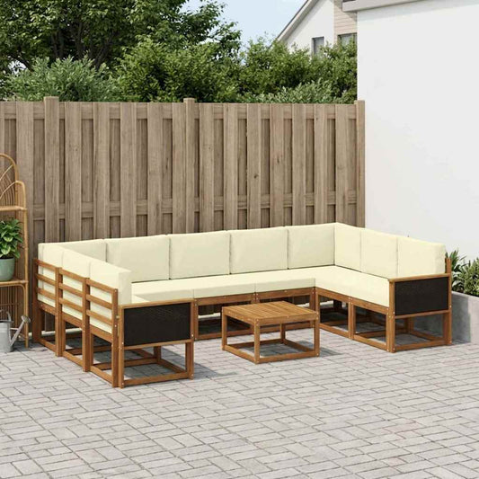 Set di divani da esterno con cuscino 10 pcs Naturale e Crema