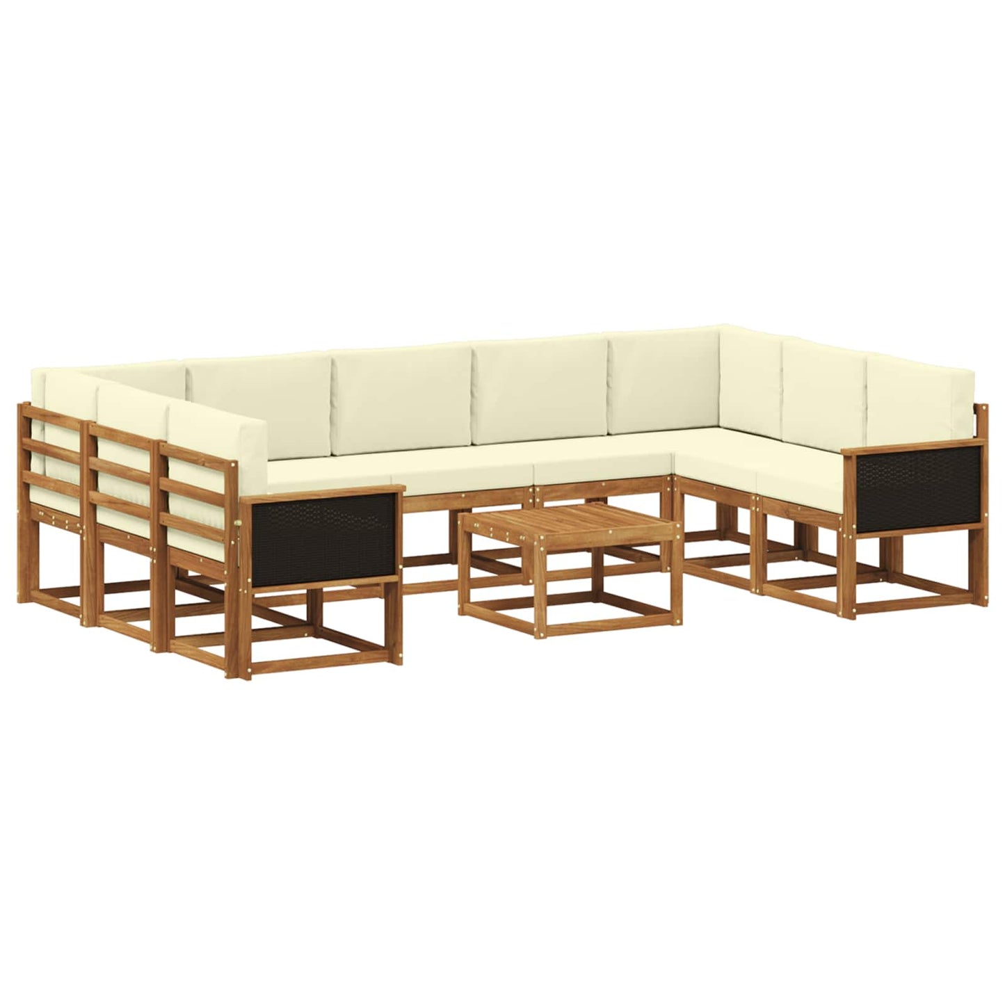 Set di divani da esterno con cuscino 10 pcs Naturale e Crema