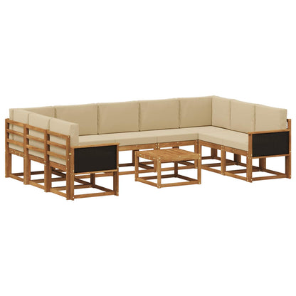 Set di divani da esterno con cuscino 10 pcs Naturale e Beige