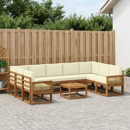 Set di divani da esterno con cuscino 10 pcs Naturale e Crema