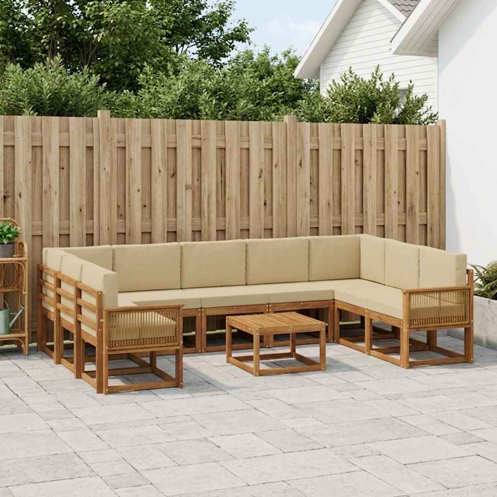 Set di divani da esterno con cuscino 10 pcs Naturale e Beige