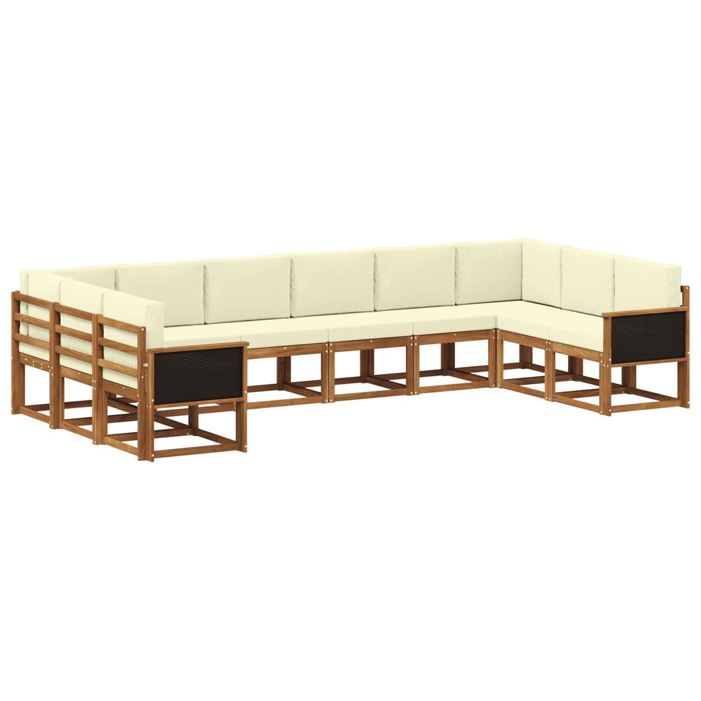 Set di divani da esterno con cuscino 10 pcs Naturale e Crema
