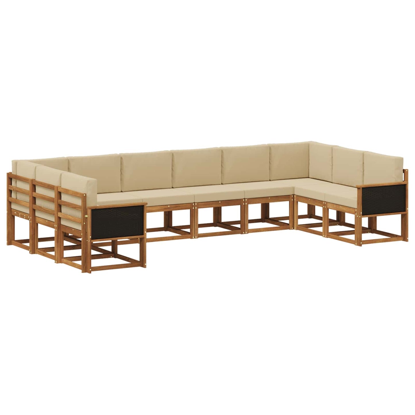 Set di divani da esterno con cuscino 10 pcs Naturale e Beige