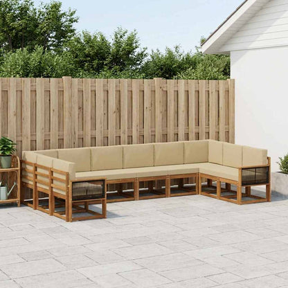 Set di divani da esterno con cuscino 10 pcs Naturale e Beige
