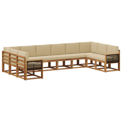 Set di divani da esterno con cuscino 10 pcs Naturale e Beige
