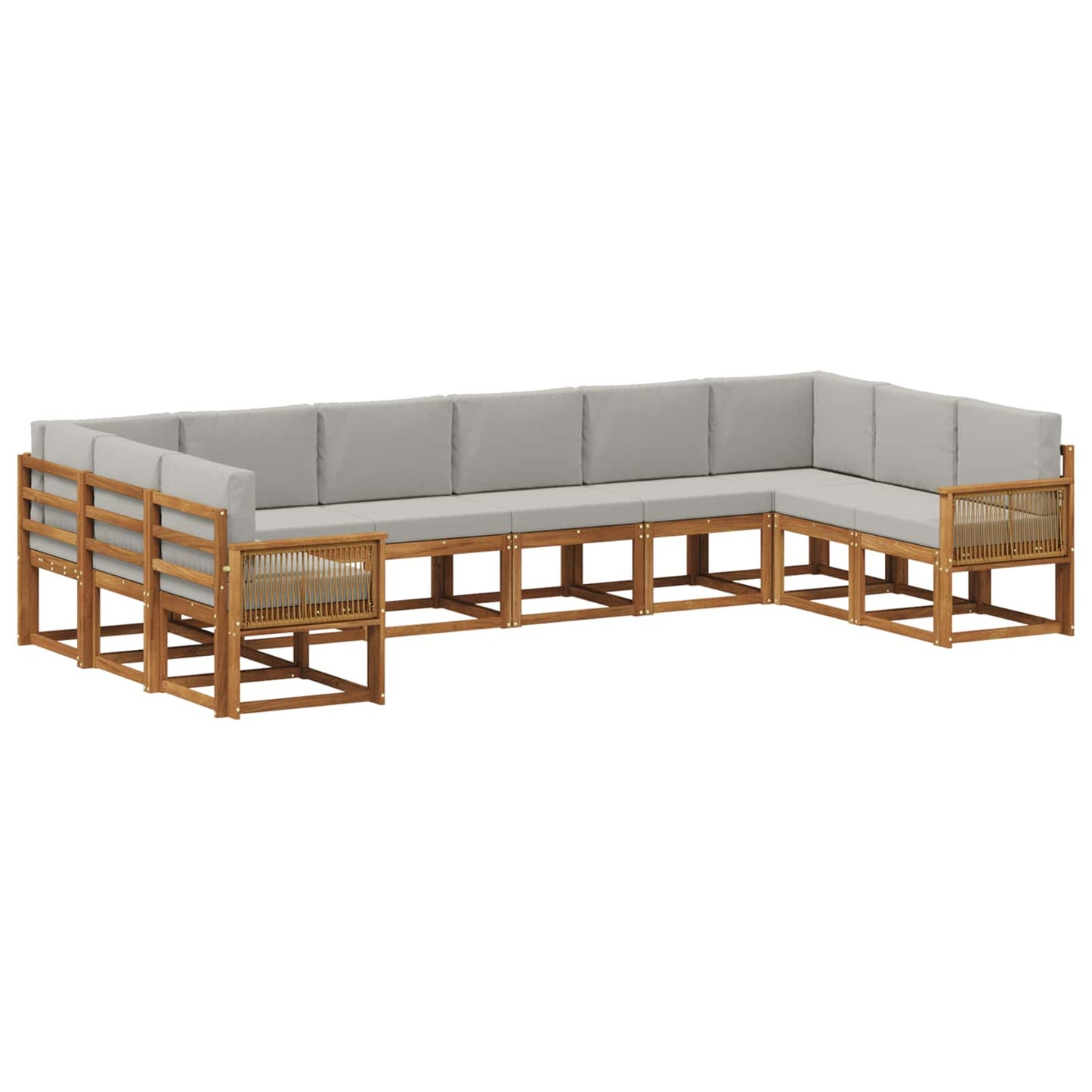 Set di divani da esterno 10 pcs Naturale e Grigio Chiaro