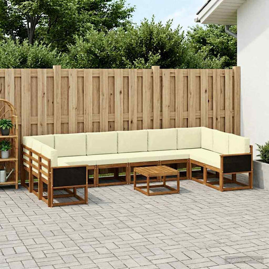 Set di divani da esterno con cuscino 11 pcs Naturale e Crema