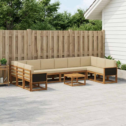 Set di divani da esterno con cuscino 11 pcs Naturale e Beige