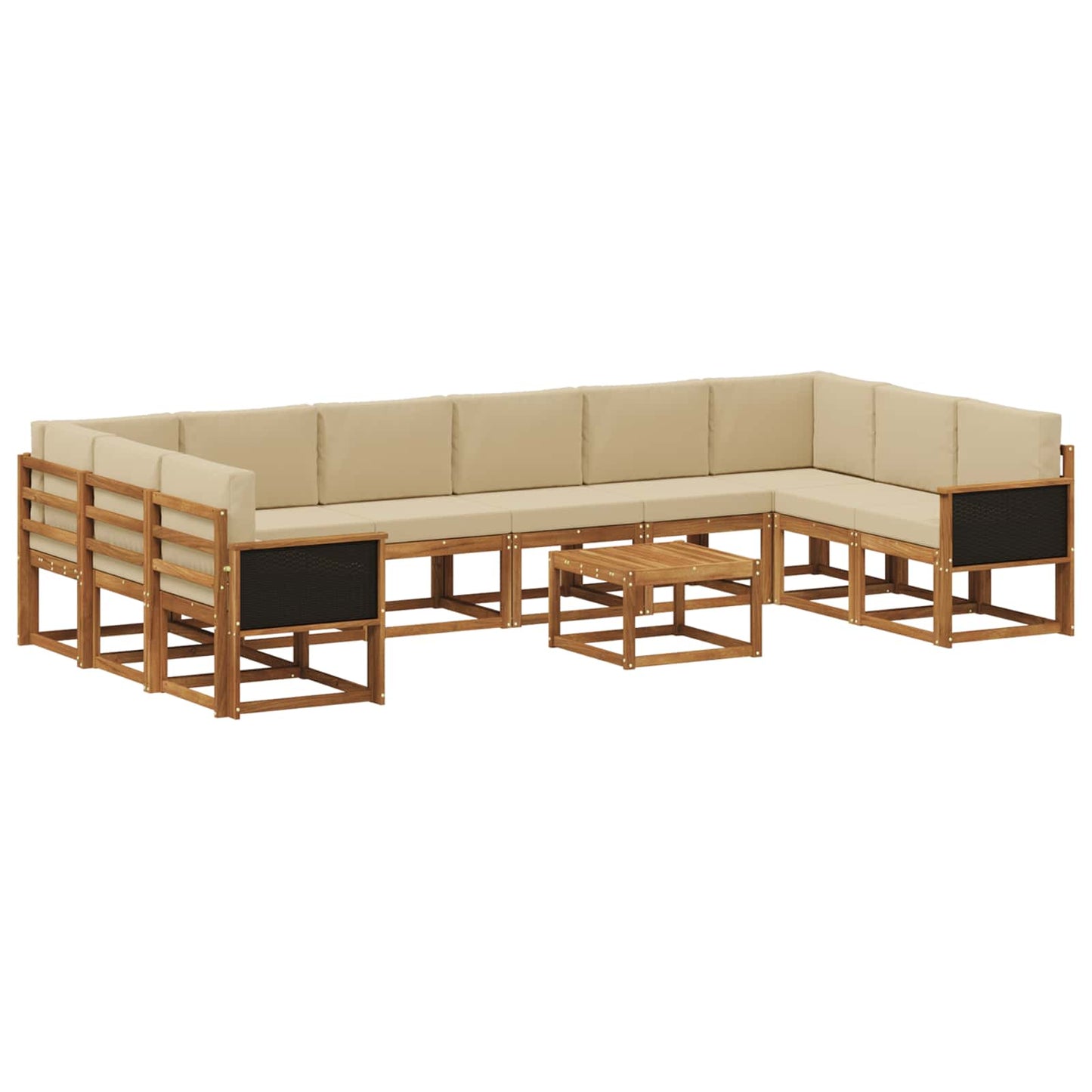 Set di divani da esterno con cuscino 11 pcs Naturale e Beige