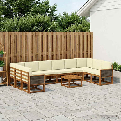 Set di divani da esterno con cuscino 11 pcs Naturale e Crema