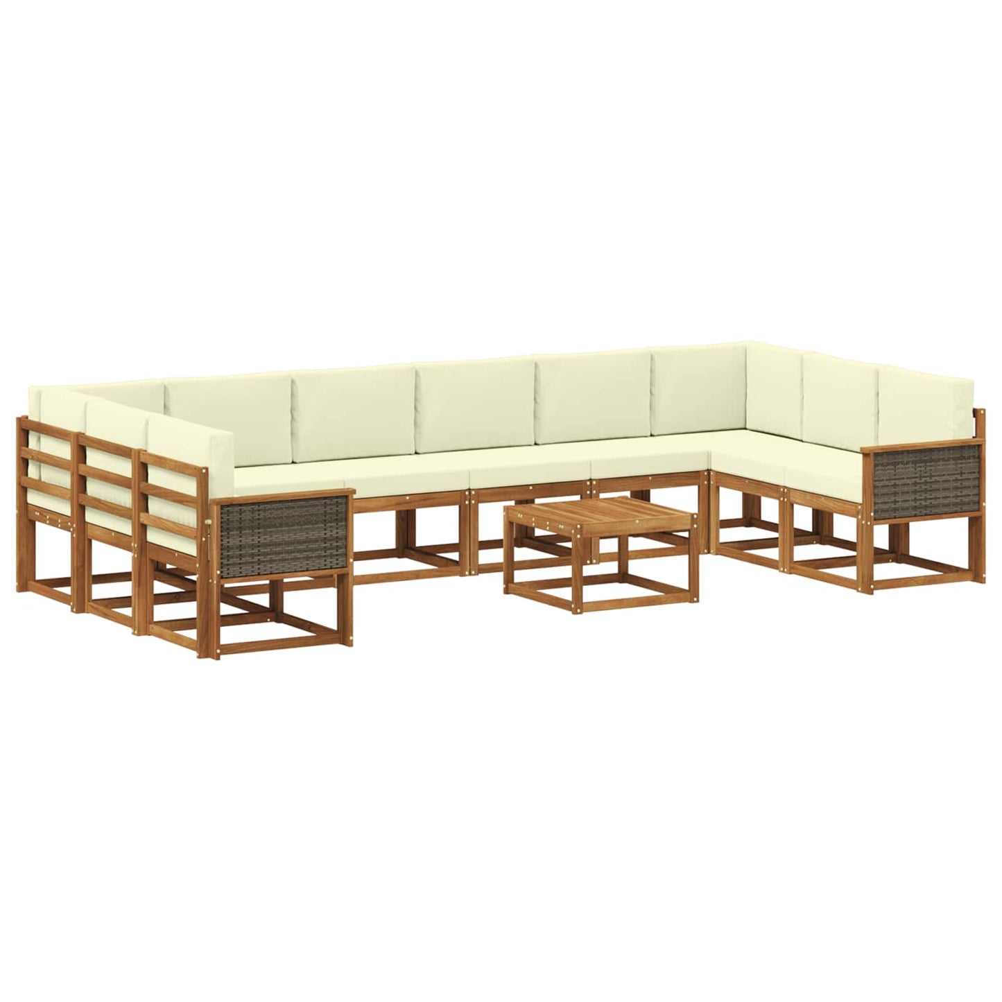 Set di divani da esterno con cuscino 11 pcs Naturale e Crema