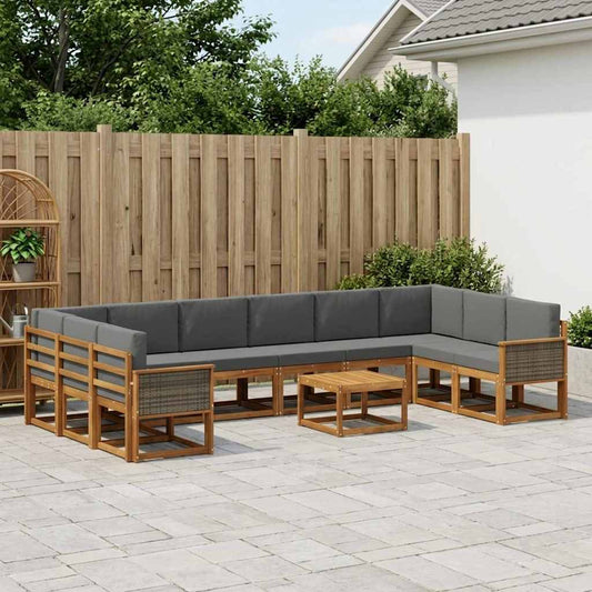 Set di divani da esterno 11 pcs Naturale e Antracite
