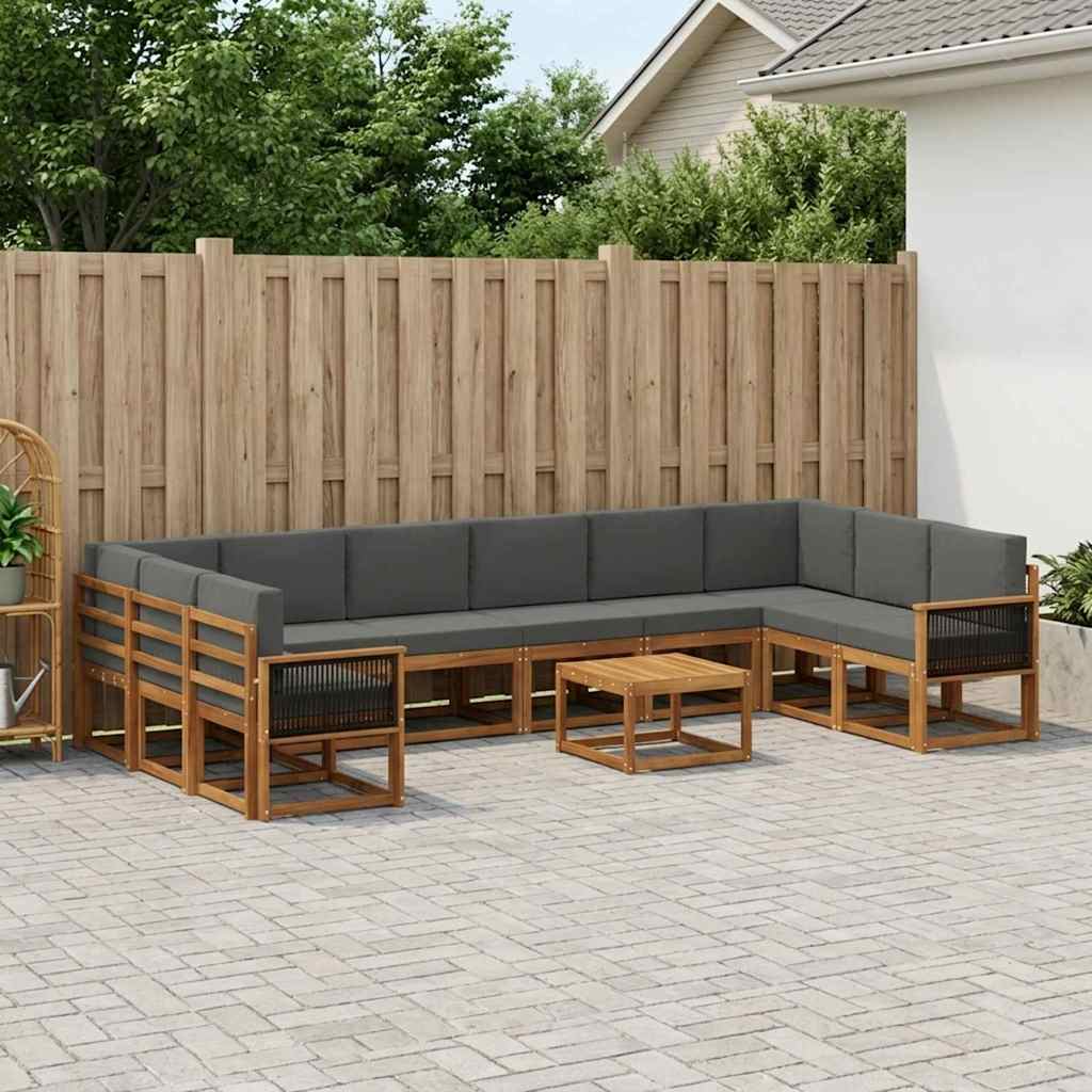 Set di divani da esterno 11 pcs Naturale e Antracite