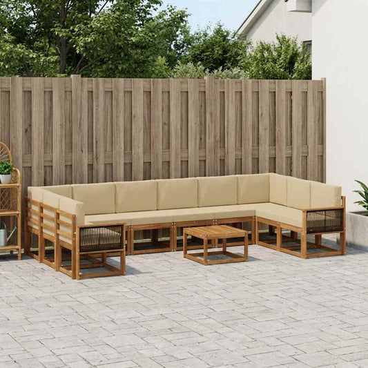 Set di divani da esterno con cuscino 11 pcs Naturale e Beige