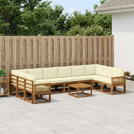 Set di divani da esterno con cuscino 11 pcs Naturale e Crema