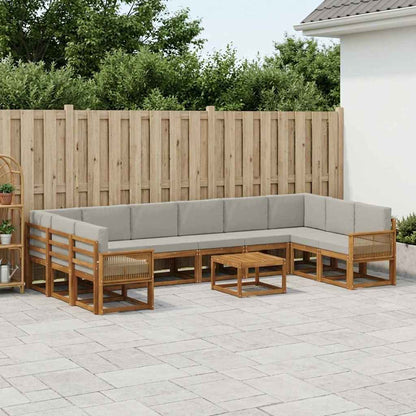 Set di divani da esterno 11 pcs Naturale e Grigio Chiaro