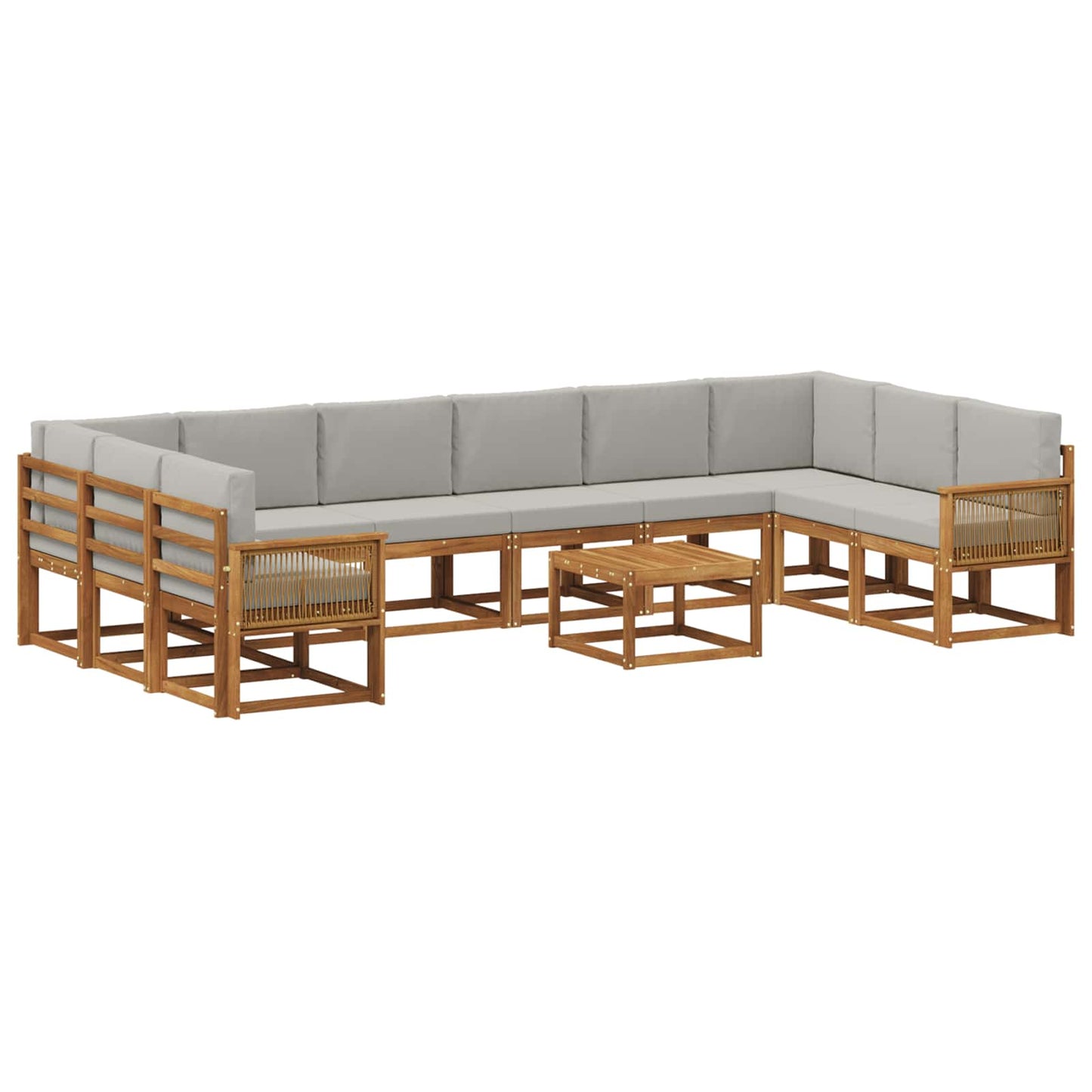 Set di divani da esterno 11 pcs Naturale e Grigio Chiaro