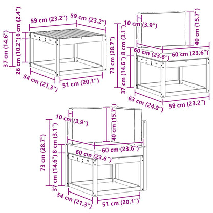Set di divani da esterno 11 pcs Naturale e Grigio Chiaro