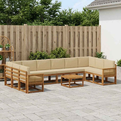 Set di divani da esterno con cuscino 11 pcs Naturale e Beige