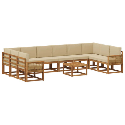Set di divani da esterno con cuscino 11 pcs Naturale e Beige