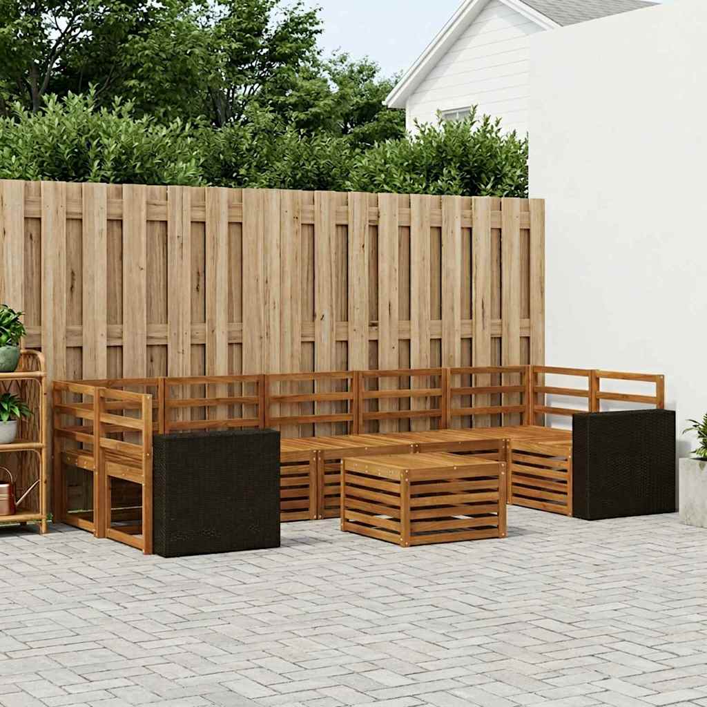 Set di divani da esterno 8 pz 7-Posti Naturale | homemem39