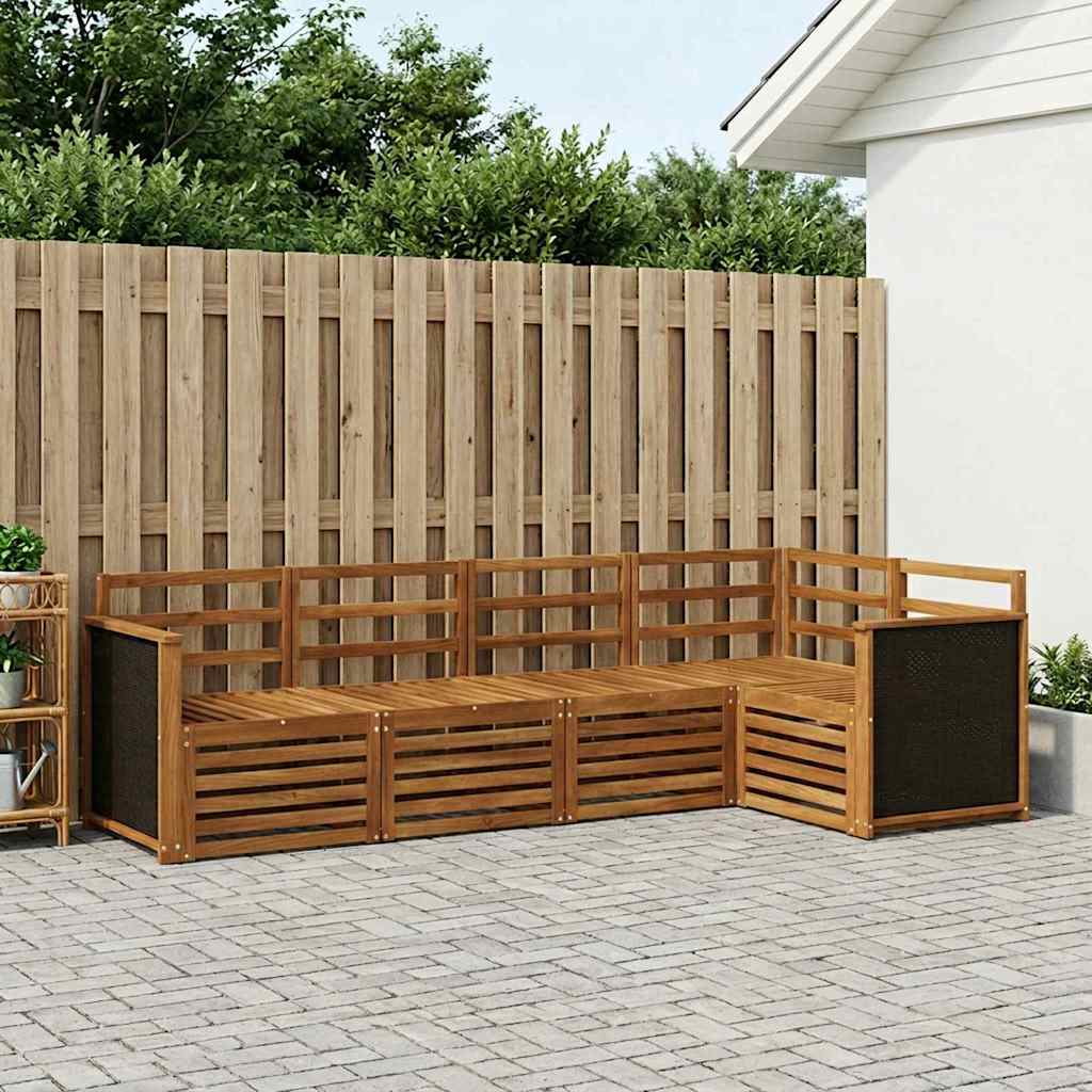 Set divano sezionale 4 pcs Naturale Legno di Acacia Massello | homemem39