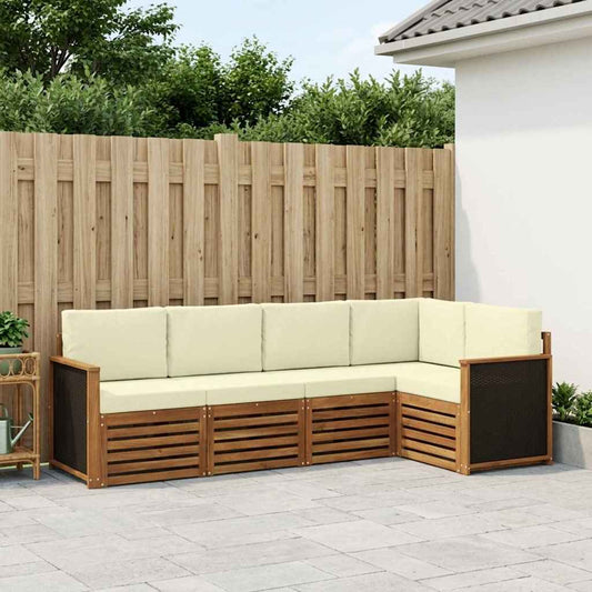 Set divano sezionale con cuscino 4 pcs Naturale e Crema