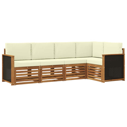 Set divano sezionale con cuscino 4 pcs Naturale e Crema