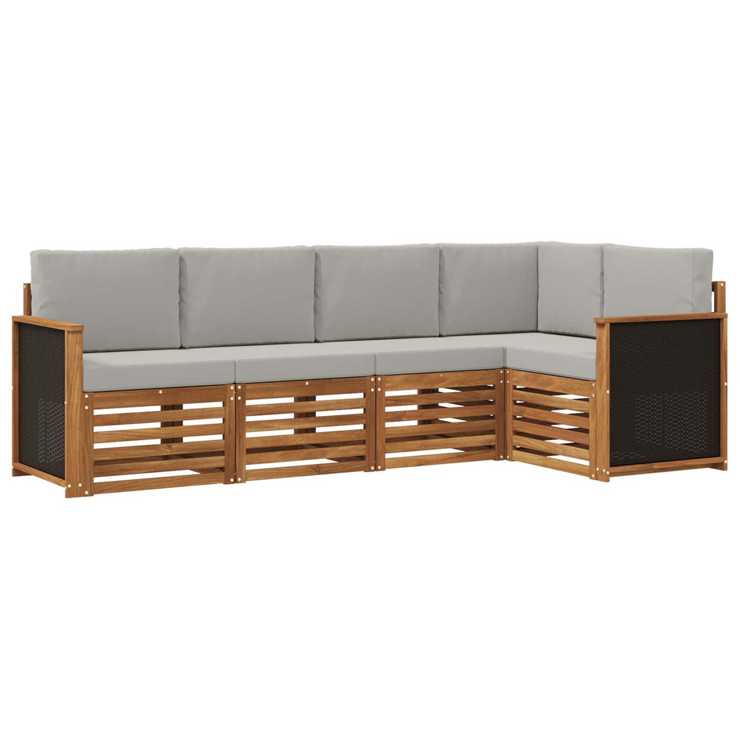 Set divano sezionale con cuscino 4 pcs Naturale e Grigio Chiaro | homemem39