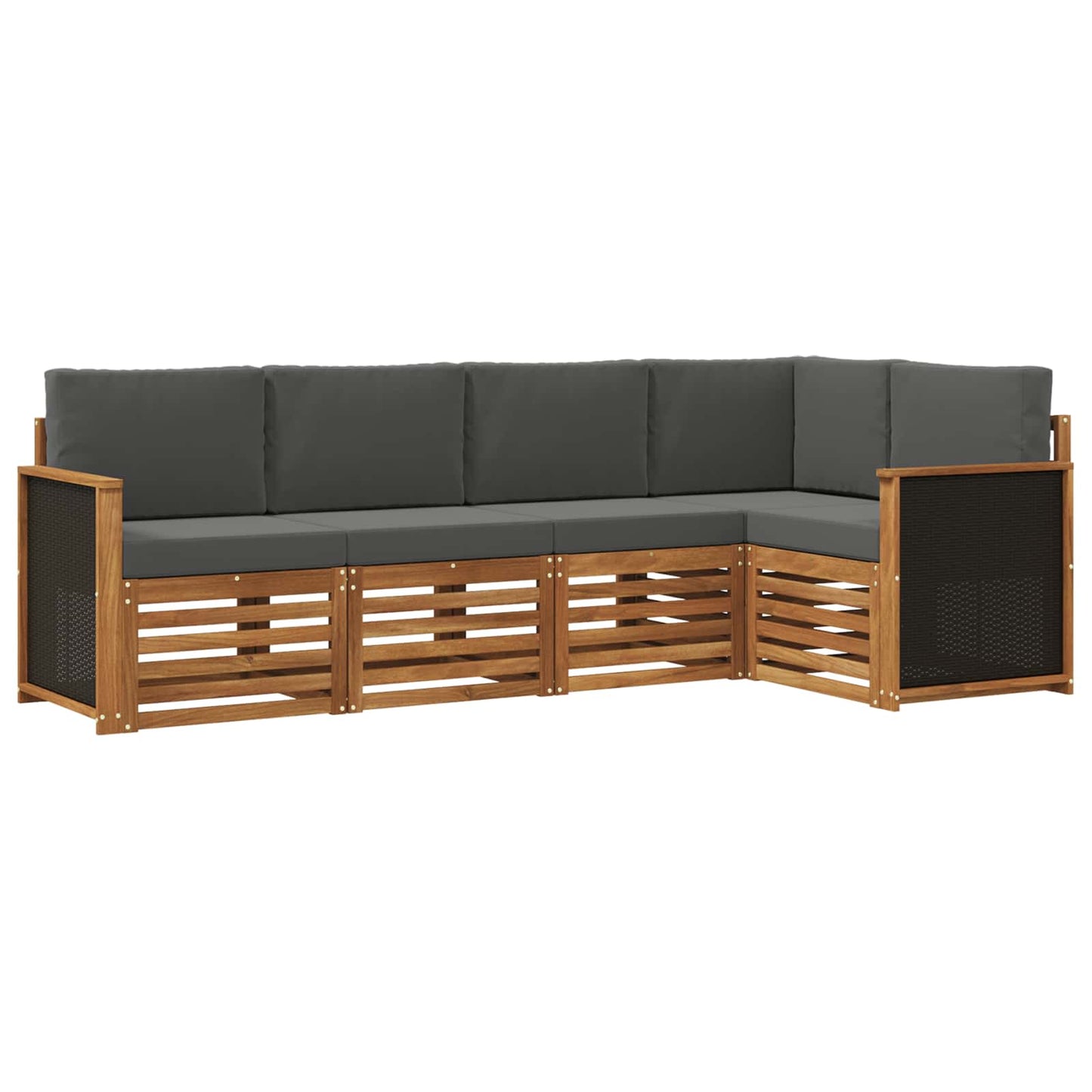 Set divano sezionale con cuscino 4 pcs Naturale e Antracite