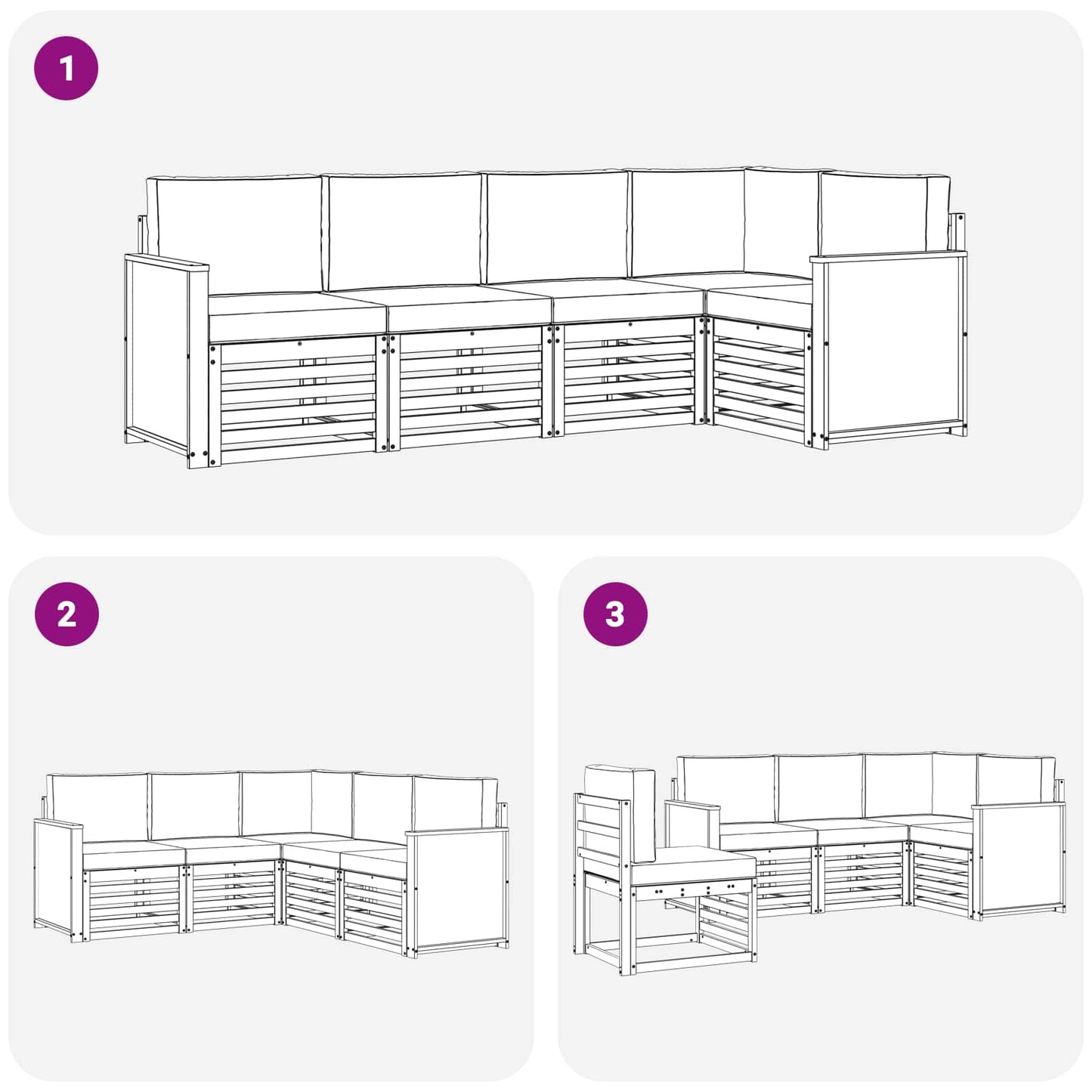 Set divano sezionale con cuscino 4 pcs Naturale e Antracite