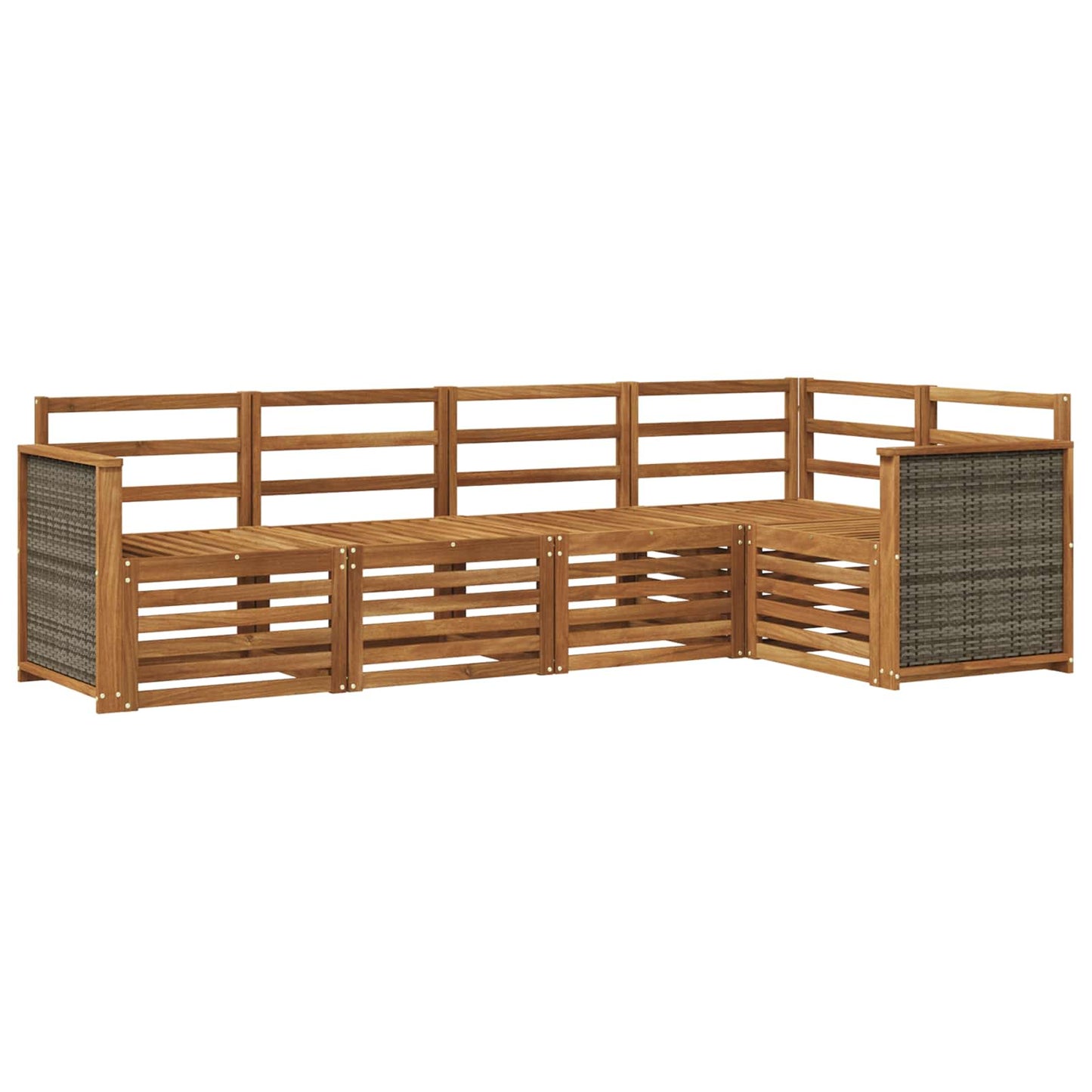 Set divano sezionale 4 pcs Naturale Legno di Acacia Massello