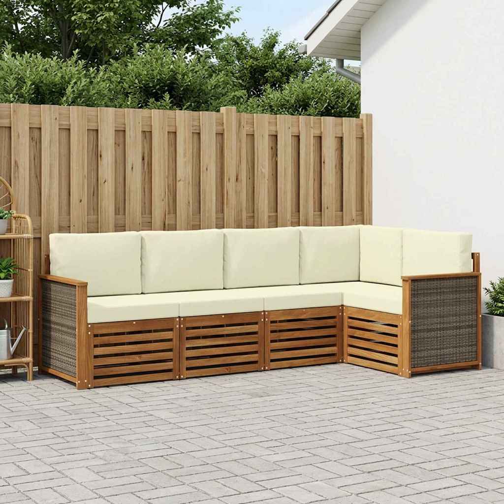 Set divano sezionale con cuscino 4 pcs Naturale e Crema