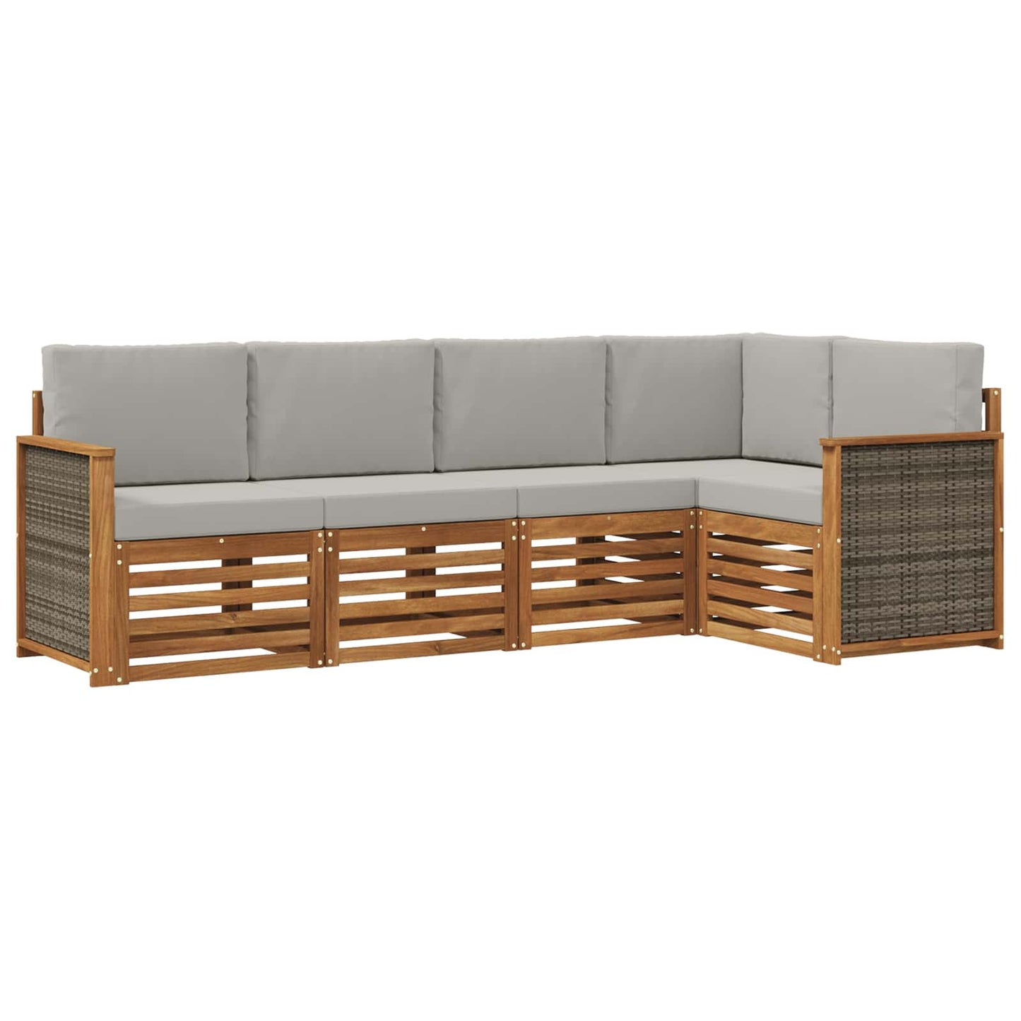 Set divano sezionale con cuscino 4 pcs Naturale e Grigio Chiaro | homemem39