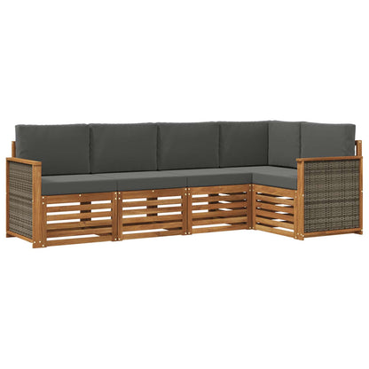 Set divano sezionale con cuscino 4 pcs Naturale e Antracite | homemem39